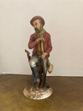 Vintage Hand-Painted Rustic Hunter Figurine Sculpture